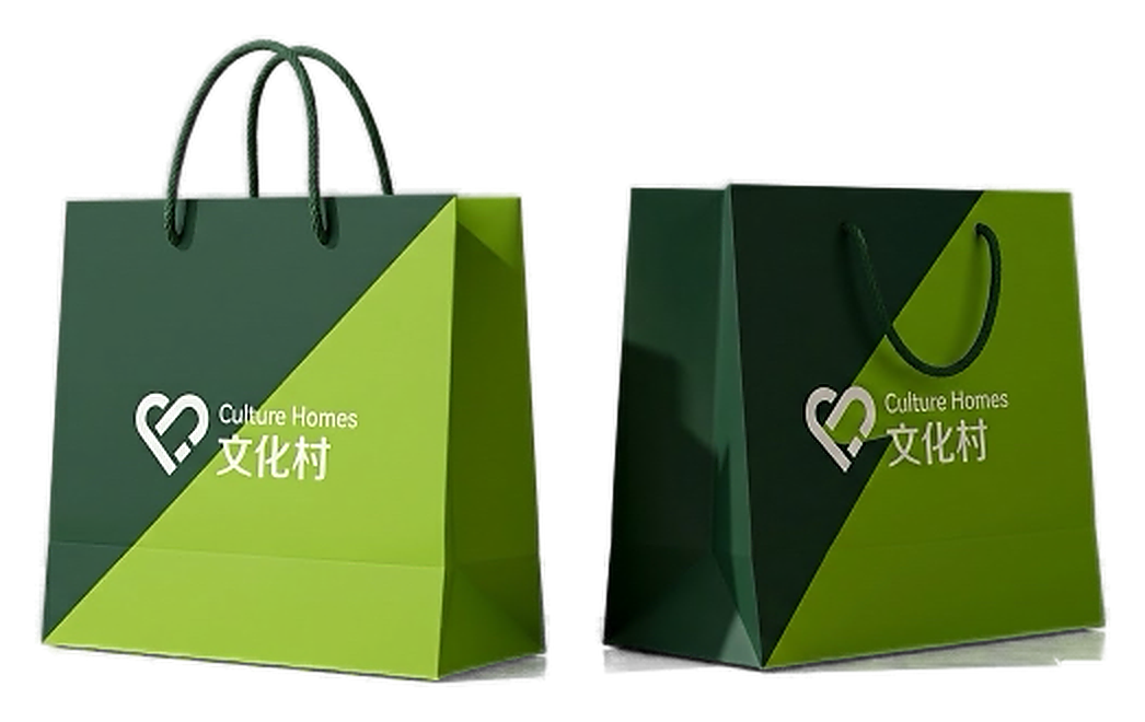 文化村 Culture Homes 綠色雙色手挽紙袋客戶訂單，保留品牌 Logo